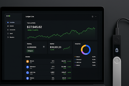 Ledger Live dashboard displaying crypto portfolio