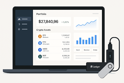 Ledger Live desktop interface with hardware wallet